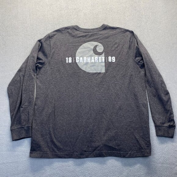Carhartt Men’s Size 2XL Relaxed Fit Shirt Long Sleeve,Dark Gray  Logo - Picture 7 of 12